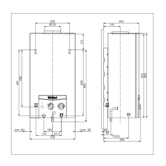   VAILLANT atmoMag mini HU 114/1 Z H ERP átfolyós őrlángos kéményes gázbojler, 11 liter / perc