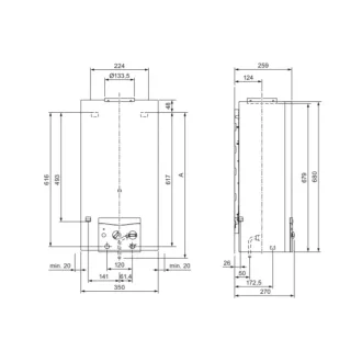   VAILLANT atmoMag HU 144/1 l  ERP átfolyós kéményes gázbojler, 14l/perc, 24kW