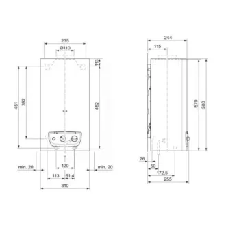   SAUNIER DUVAL Opalia C mini 11/1 LI ERP átfolyós vízmelegítő, gázüz, kéményes, 11l