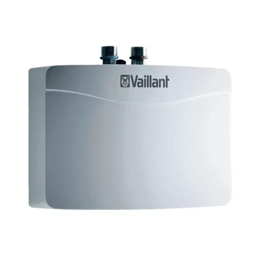Vaillant miniVED H 6/3 N átfolyós elektromos vízmelegítő fehér házzal, felső vízcsatlakozókkal