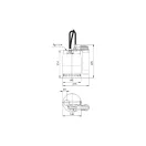 Grundfos Unilift KP 150-AV-1 búvárszivattyú méretrajza Rp 1 1/4 csatlakozással, méretekkel