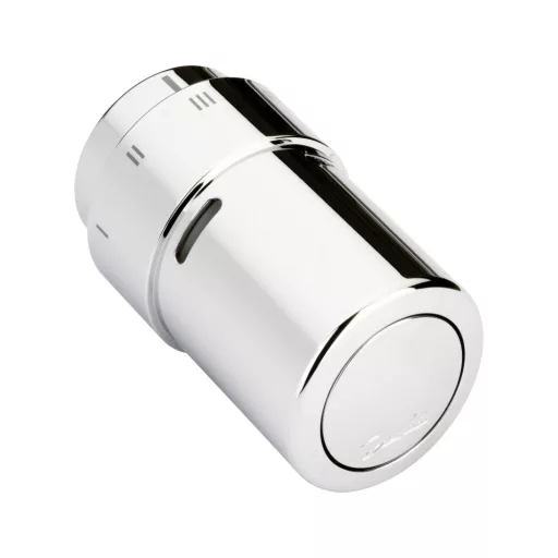 Danfoss RAX termofej krómozott felülettel, fokozatjelölésekkel, oldalnézetben