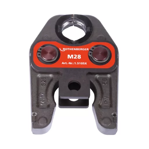 Rothenberger M28 préspofa 28 mm-es, M profilú présbetét szemből, piros címkével