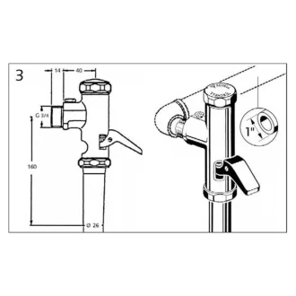   SCHELL WC öblítő szelep, sárgaréz szelepfelsőrésszel, króm, 3/4"