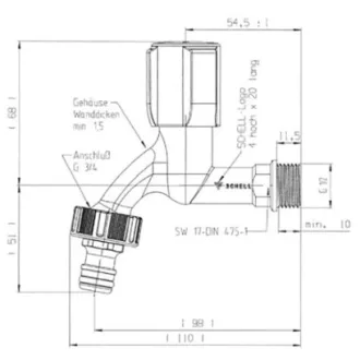 SCHELL Comfort tömlővéges kifolyószelep, 1/2"
