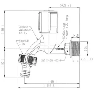SCHELL Comfort tömlővéges kifolyószelep, 3/4"