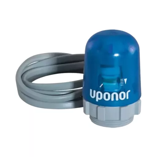 Uponor Vario Plus Pro termoelektromos fej kék fejjel, szürke csatlakozókábellel