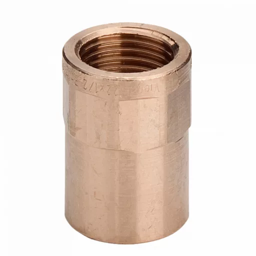 Viega vörösréz forrvég karmantyú, 15 mm x 1/2" belső menetes, függőleges nézet