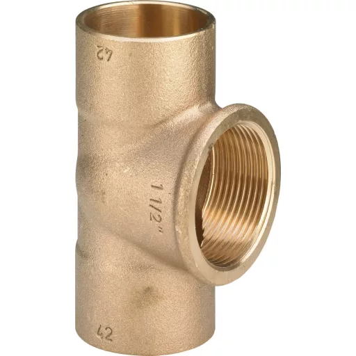Viega vörösöntvény forrasztható T-idom 42 mm karmantyúkkal és 1 1/2" belső menetes ággal
