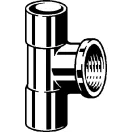 Viega 94130G forrasztható vörösöntvény T-idom vonalas ábra, 22 x 1/2" belső menet x 22 mm