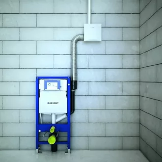 Geberit Duofix beépíthető WC-tartály kék szerelőkerettel, Sigma tartállyal, szagelszívó csatlakozással