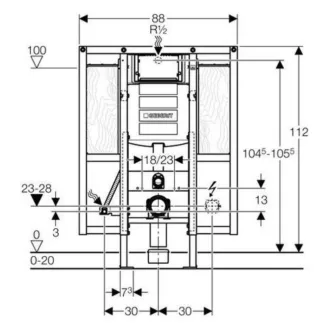 Geberit Duofix beépíthető WC tartály mozgáskorlátozott WC-hez, kék szerelőkeret Sigma tartállyal