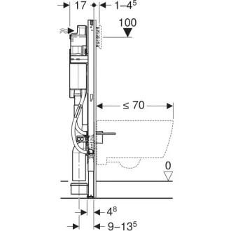   Geberit Duofix fali WC-szerelőelem Sigma 12 cm-es falsík alatti öblítőtartállyal, akadálymentes kapaszkodókhoz, 112cm
