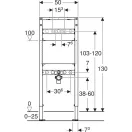GEBERIT Duofix bidé szerelőelem méretrajz beépítési adatokkal, 112 cm magasság, 50 cm szélesség