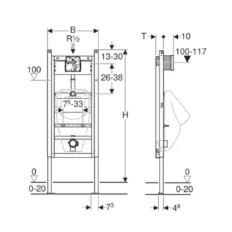   X GEBERIT Duofix Basic vizelde szerelőelem, univerzális, 130cm