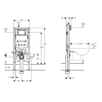   Geberit Duofix keskeny beépíthető WC tartály, Sigma 8 cm tartállyal