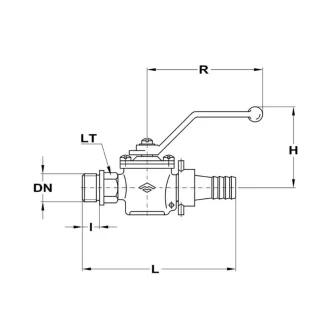 MOFÉM AHA kazántöltő csap 3/4" piros karral, tömlővéggel, DN15 PN16 sárgaréz test