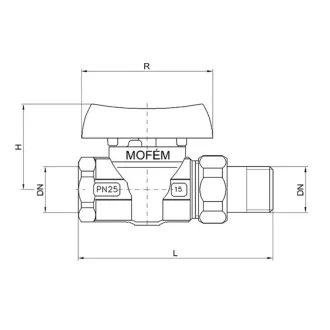 MOFÉM Flexum nikkelezett golyóscsap gázra 1" KB