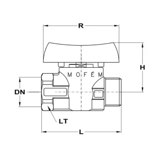   MOFÉM Flexum nikkelezett golyóscsap gázra 3/4" fix KB