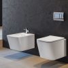 STROHM TEKA Formentera szögletes perem nélküli mélyöblítéses fali WC csésze ülőkével



