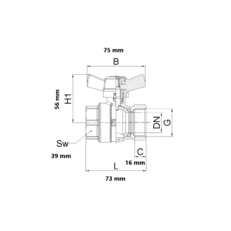 HERZ Modul golyóscsap T-fogantyúval, 1" BB 