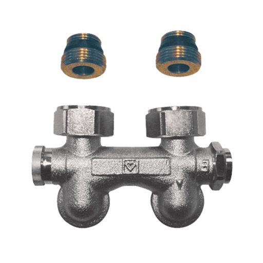 X HERZ 3000 szelepblokk, sarok, egy/kétcsöves, ürítés jobbról, 1/2"K-3/4"K