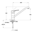 X MOFÉM Junior Evo mosogató csaptelep, egykaros,magasított, 225mm-es kifolyócsővel