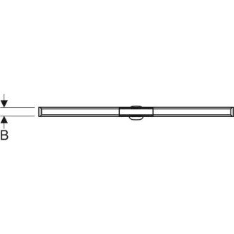 Geberit CleanLine 20 inox zuhanyfolyóka fekete kerettel és kék lefolyócsatlakozóval, ferde nézet