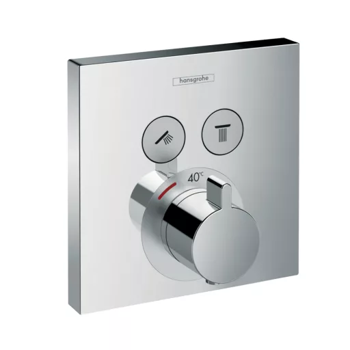 Hansgrohe ShowerSelect króm falsík alatti termosztát 2 gombbal, 40°C hőfokszabályzóval