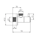 Kludi Breeze sarokszelep méretrajz G1/2" menetekkel, 78 és 50 mm méretadatokkal