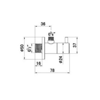 Kludi Breeze króm design sarokszelep kerámia betéttel, fali rozettával, 1/2"x3/8