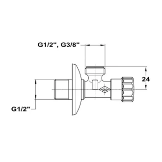 MOFÉM AHA sarokszelep, 1/2" x 1/2"