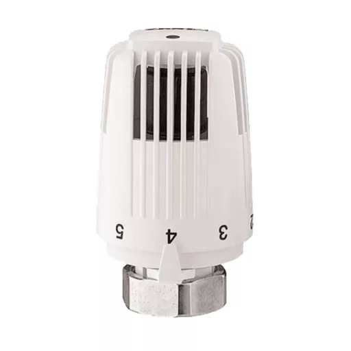 HERZ fehér termofej M28x1.5 menettel, számozott hőfokszabályzó tárcsával