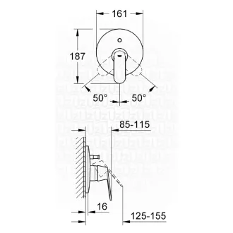   GROHE Eurosmart Cosmopolitan látható rész falba épített zuhanycsaptelephez