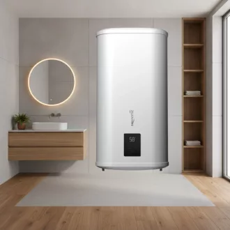 Aquastic Flat Wi-Fi 100 ERP szögletes villanybojler fehér, digitális kijelzővel, elölnézet
