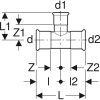 GEBERIT Mapress szénacél szűkített T-idom, 22x15x22 mm