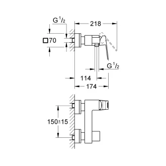 GROHE Eurocube zuhanycsaptelep zuhanygarnitúra nélkül