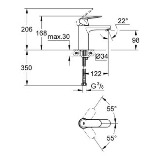   GROHE Eurosmart Cosmopolitan M méretű mosdócsaptelep leeresztőgarnitúra nélkül