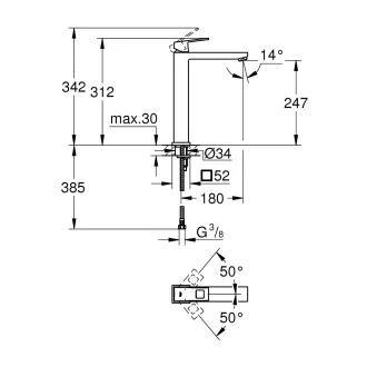   GROHE Eurocube XL méretű mosdócsaptelep leeresztőgarnitúra nélkül