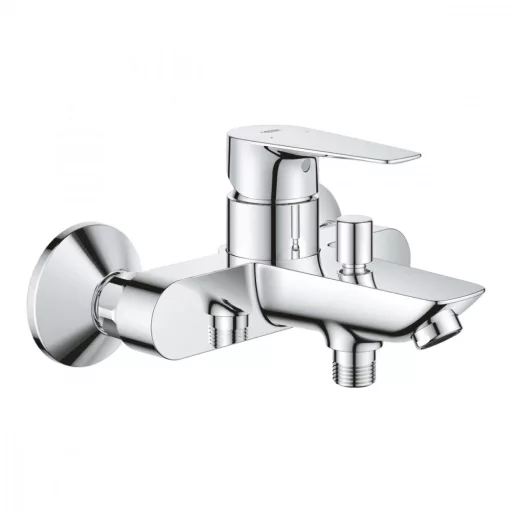 GROHE BauEdge egykaros kádtöltő csaptelep krómozott felülettel, oldalnézet