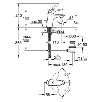   GROHE Eurostyle S méretű mosdócsaptelep leeresztőgarnitúra nélkül