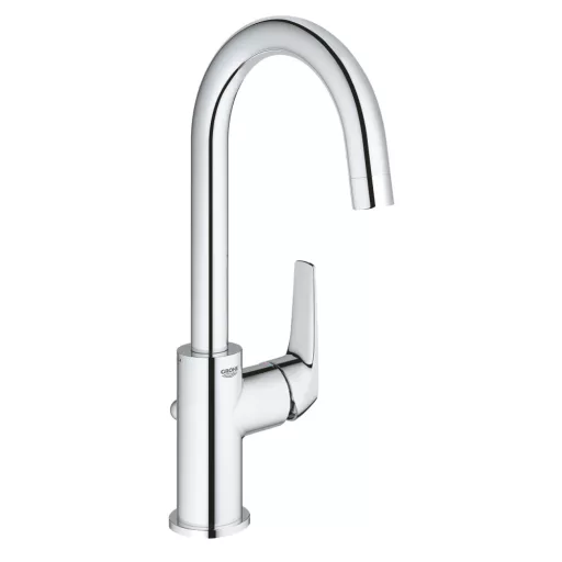 GROHE BauFlow L méretű magas mosdócsaptelep krómozott ívelt kifolyóval, oldalsó karral
