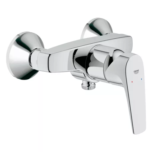 GROHE BauFlow falra szerelhető króm zuhanycsaptelep egykaros fogantyúval, oldalnézet