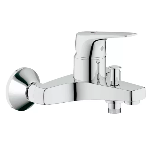 GROHE BauFlow egykaros króm kádtöltő csaptelep fali kivitelben, oldalnézet