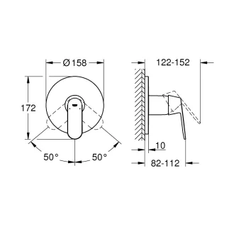   GROHE Eurosmart Cosmopolitan falba épített zuhanycsaptelep SmartBoxhoz