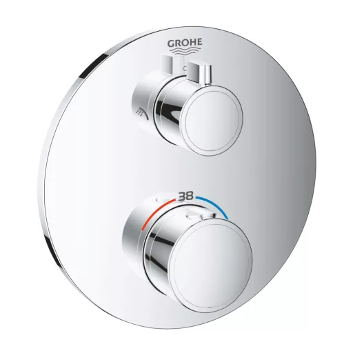 GROHE Grotherm kerek króm termosztatikus zuhany csaptelep 38 fokos hőfokszabályzóval és zuhanyváltóval