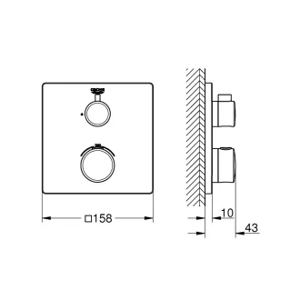   GROHE Grotherm termosztatikus zuhany csaptelep, szögletes, króm