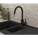 MOFÉM Evo-X egykaros álló mosogató csaptelep kihúzható fejjel matt fekete színben