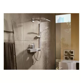 Hansgrohe Raindance E matt fekete szögletes fejzuhany fali zuhanykarral, oldalnézet