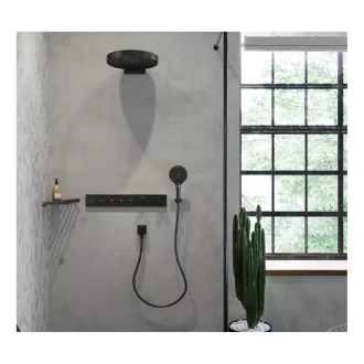 Hansgrohe Fixfit Square szögletes tömlőcsatlakozás matt fekete színben, tömlővel